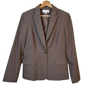 NWOT Calvin Klein One Button Blazer size 10 Chocolate Brown Office Career Fall